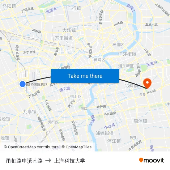 甬虹路申滨南路 to 上海科技大学 map