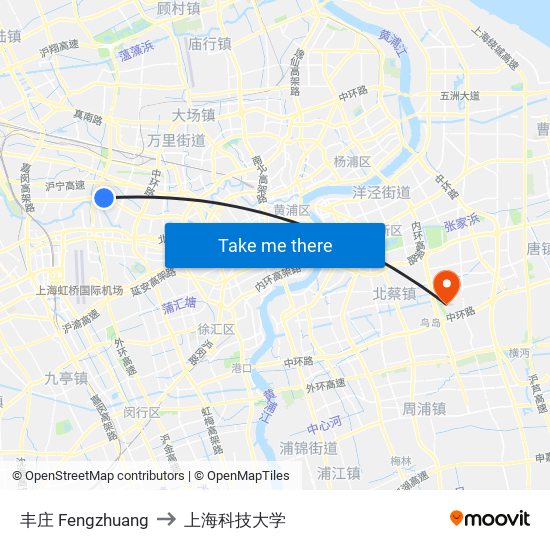 丰庄 Fengzhuang to 上海科技大学 map