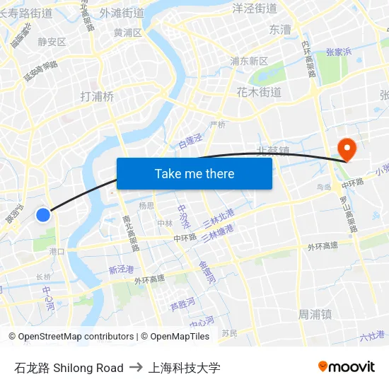 石龙路 Shilong Road to 上海科技大学 map