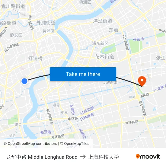 龙华中路 Middle Longhua Road to 上海科技大学 map