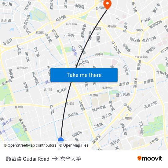 顾戴路 Gudai Road to 东华大学 map