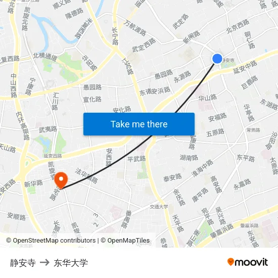 静安寺 to 东华大学 map