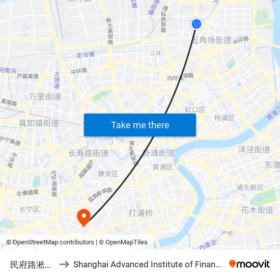 民府路淞沪路 to Shanghai Advanced Institute of Finance, SJTU map