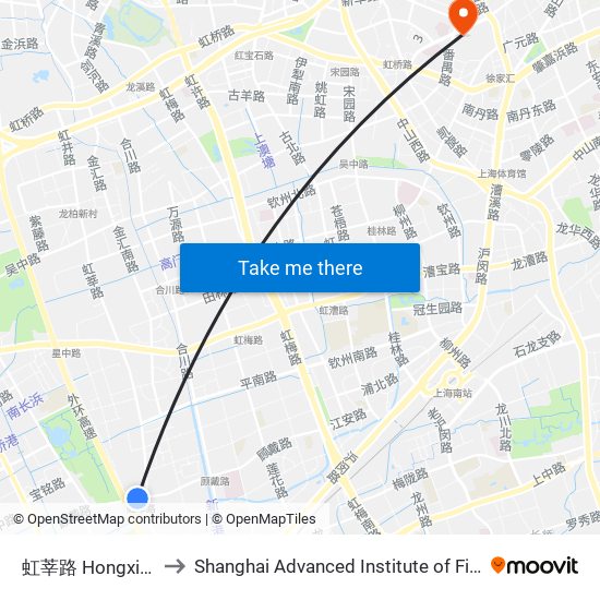虹莘路 Hongxin Road to Shanghai Advanced Institute of Finance, SJTU map