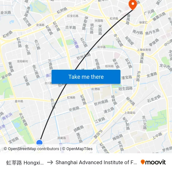 虹莘路 Hongxin Road to Shanghai Advanced Institute of Finance, SJTU map