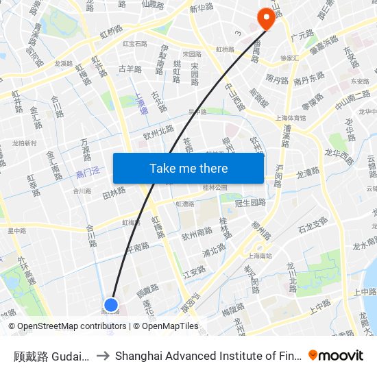 顾戴路 Gudai Road to Shanghai Advanced Institute of Finance, SJTU map