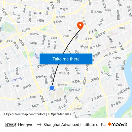 虹漕路 Hongcao Road to Shanghai Advanced Institute of Finance, SJTU map