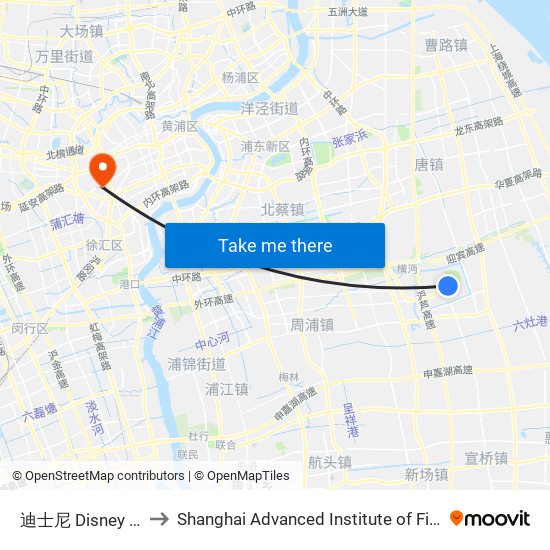 迪士尼 Disney Resort to Shanghai Advanced Institute of Finance, SJTU map