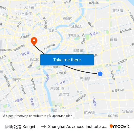 康新公路 Kangxin Highway to Shanghai Advanced Institute of Finance, SJTU map