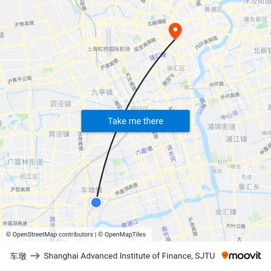 车墩 to Shanghai Advanced Institute of Finance, SJTU map