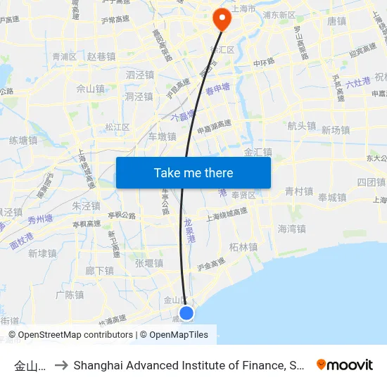 Jinshan Wei to Shanghai Advanced Institute of Finance, SJTU map