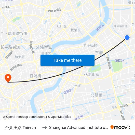 台儿庄路 Taierzhuang Road to Shanghai Advanced Institute of Finance, SJTU map