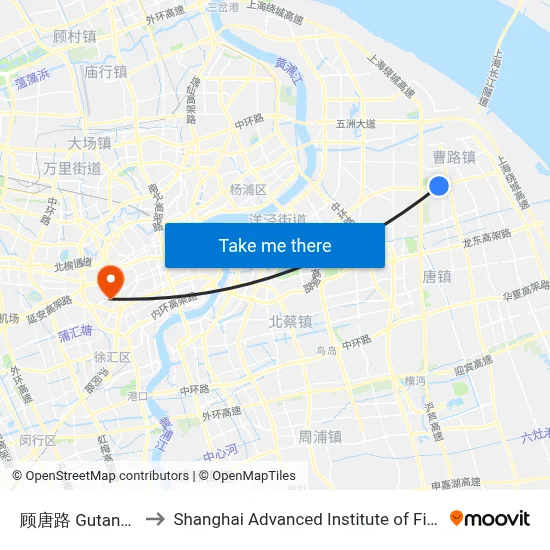 Gutang Road to Shanghai Advanced Institute of Finance, SJTU map