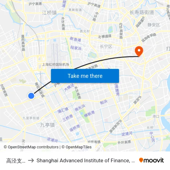 Gaojing Branch Road to Shanghai Advanced Institute of Finance, SJTU map