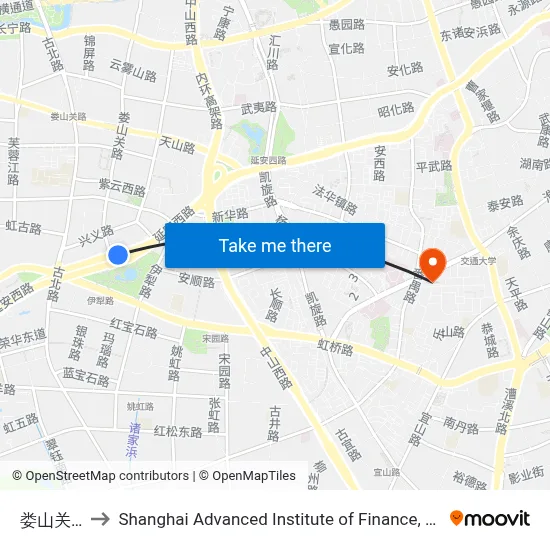 Loushan Pass Road to Shanghai Advanced Institute of Finance, SJTU map