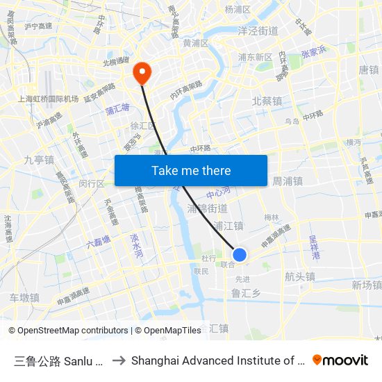 三鲁公路 Sanlu Highway to Shanghai Advanced Institute of Finance, SJTU map