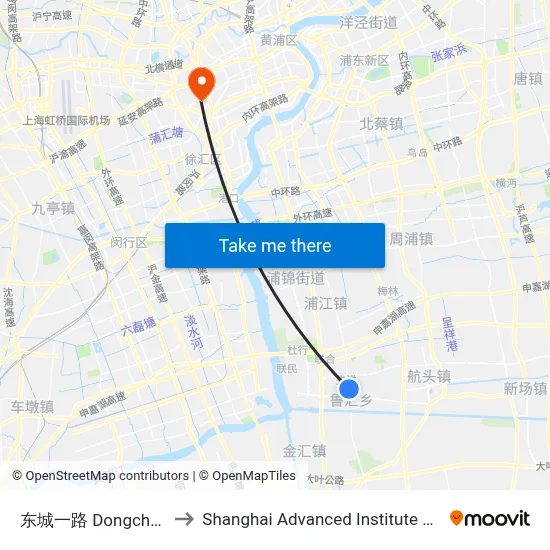 东城一路 Dongchengyi Road to Shanghai Advanced Institute of Finance, SJTU map