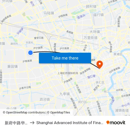 Xinfu Middle Road Huateng Road to Shanghai Advanced Institute of Finance, SJTU map