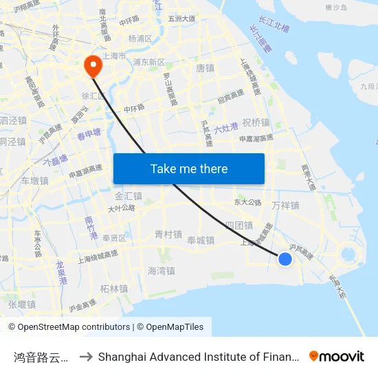 Hongyin Road & Yunrui Road to Shanghai Advanced Institute of Finance, SJTU map