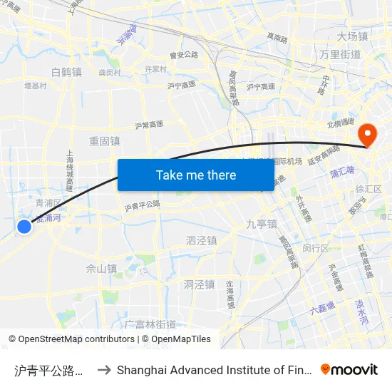 Huqingping Road Caoying Road to Shanghai Advanced Institute of Finance, SJTU map