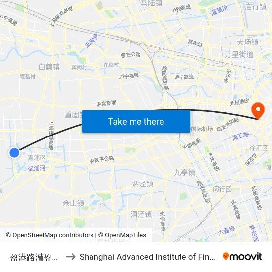 Yinggang Road & Caoying Road (West) to Shanghai Advanced Institute of Finance, SJTU map