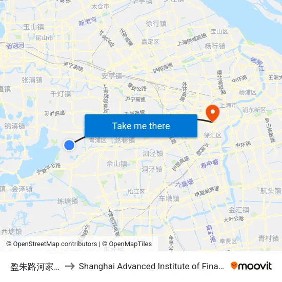 Yingzhu Road & Hejiadang Village to Shanghai Advanced Institute of Finance, SJTU map