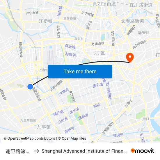 Xiewei Road & Lailang Road to Shanghai Advanced Institute of Finance, SJTU map
