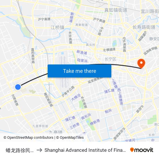 蟠龙路徐民东路 to Shanghai Advanced Institute of Finance, SJTU map