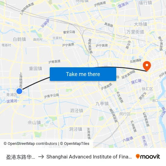Yinggang East Road & Huale Road to Shanghai Advanced Institute of Finance, SJTU map