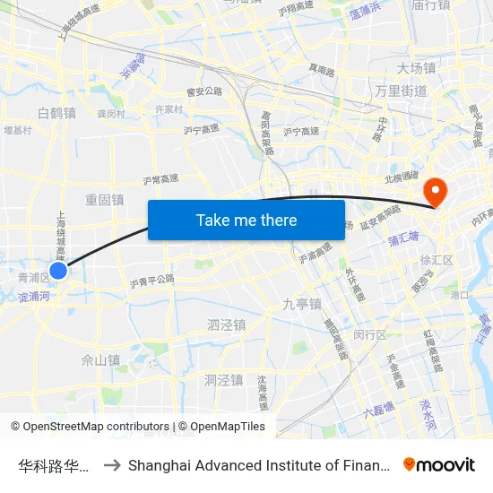 Huake Road & Huale Road to Shanghai Advanced Institute of Finance, SJTU map