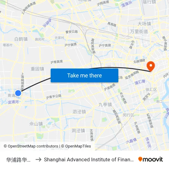 Huapu Road Huake Road to Shanghai Advanced Institute of Finance, SJTU map