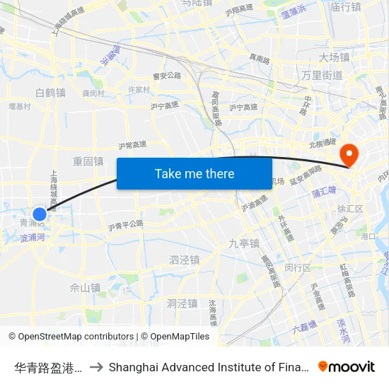 Huaqing Road & Yinggang East Road to Shanghai Advanced Institute of Finance, SJTU map