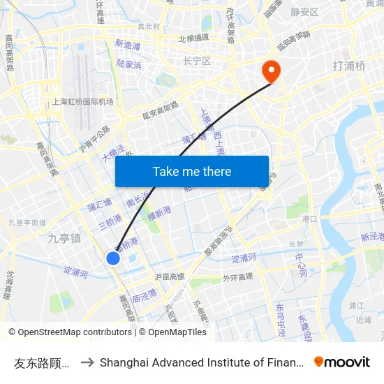 友东路顾戴路 to Shanghai Advanced Institute of Finance, SJTU map