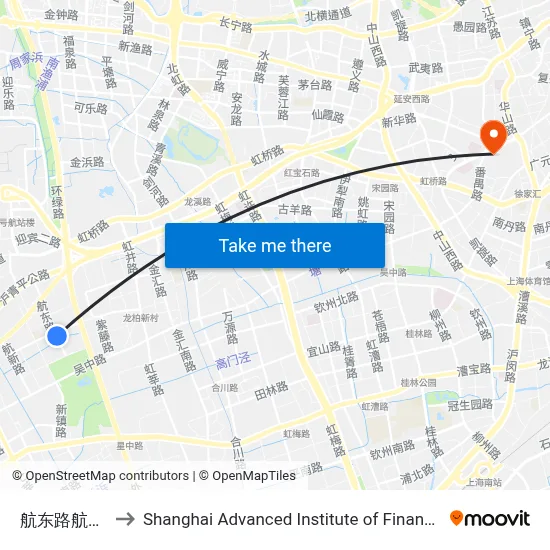 Hangdong Road Hangbei Road to Shanghai Advanced Institute of Finance, SJTU map