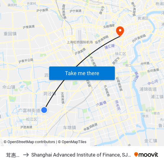 茸惠路 to Shanghai Advanced Institute of Finance, SJTU map