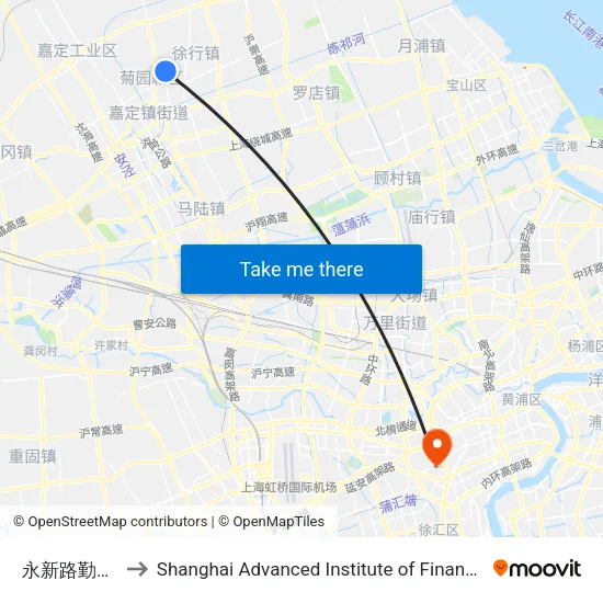 Yongxin Road & Qinxue Road to Shanghai Advanced Institute of Finance, SJTU map