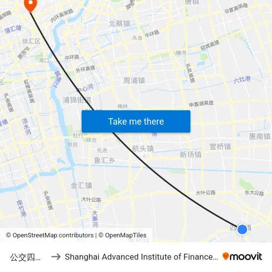 Bus Situan Station to Shanghai Advanced Institute of Finance, SJTU map