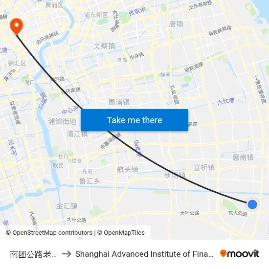 Nantuan Road & Laosan Road to Shanghai Advanced Institute of Finance, SJTU map
