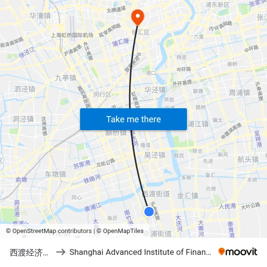 Xidu Economic Park to Shanghai Advanced Institute of Finance, SJTU map