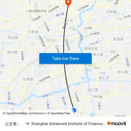 Fengpu Bus Station to Shanghai Advanced Institute of Finance, SJTU map