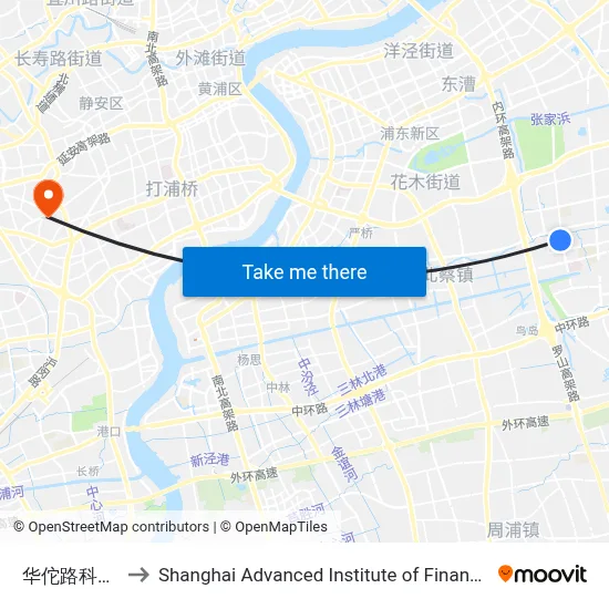 华佗路科苑路 to Shanghai Advanced Institute of Finance, SJTU map