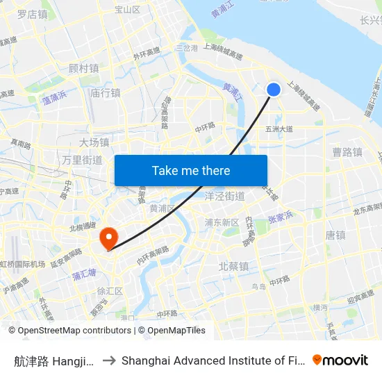 航津路 Hangjin Road to Shanghai Advanced Institute of Finance, SJTU map