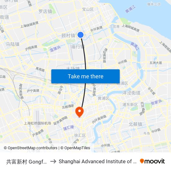 共富新村 Gongfu Xincun to Shanghai Advanced Institute of Finance, SJTU map