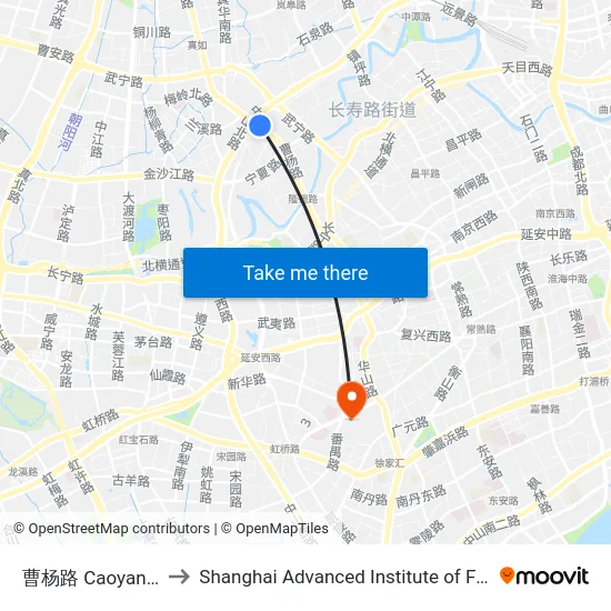 曹杨路 Caoyang Road to Shanghai Advanced Institute of Finance, SJTU map