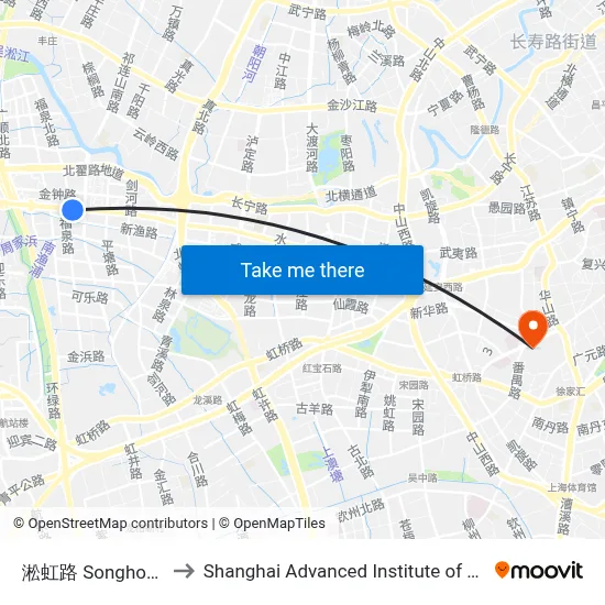 Songhong Road to Shanghai Advanced Institute of Finance, SJTU map