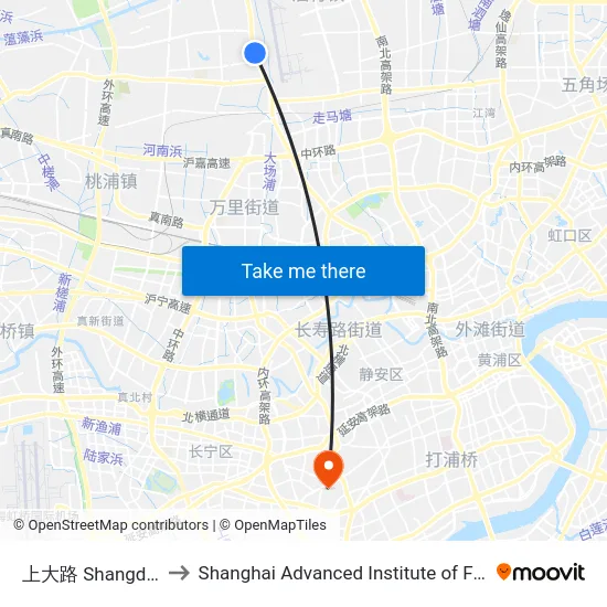 上大路 Shangda Road to Shanghai Advanced Institute of Finance, SJTU map
