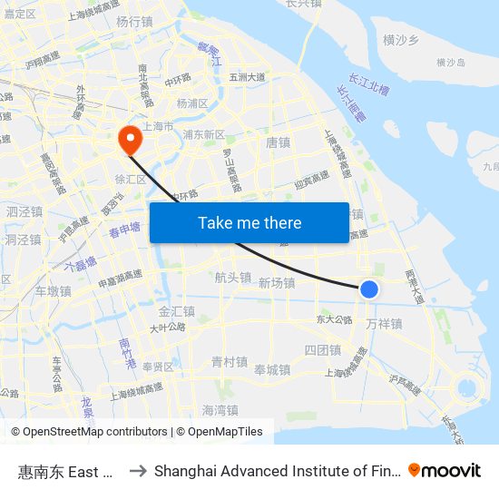 惠南东 East Huinan to Shanghai Advanced Institute of Finance, SJTU map