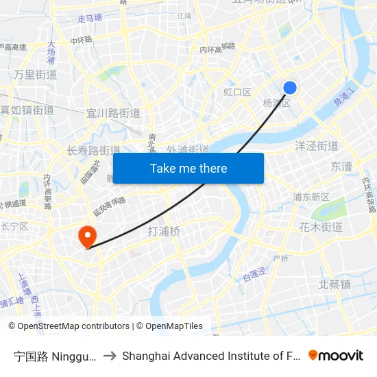 宁国路 Ningguo Road to Shanghai Advanced Institute of Finance, SJTU map
