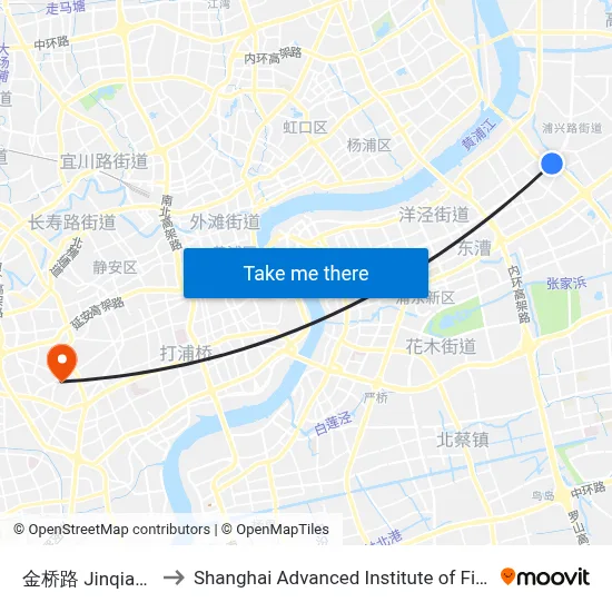金桥路 Jinqiao Road to Shanghai Advanced Institute of Finance, SJTU map