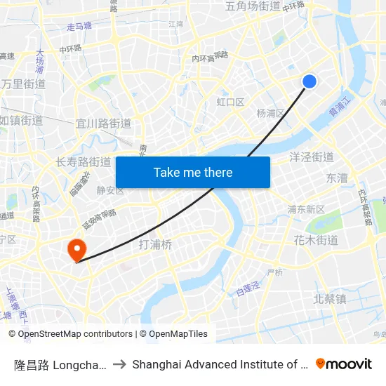 Longchang Road to Shanghai Advanced Institute of Finance, SJTU map